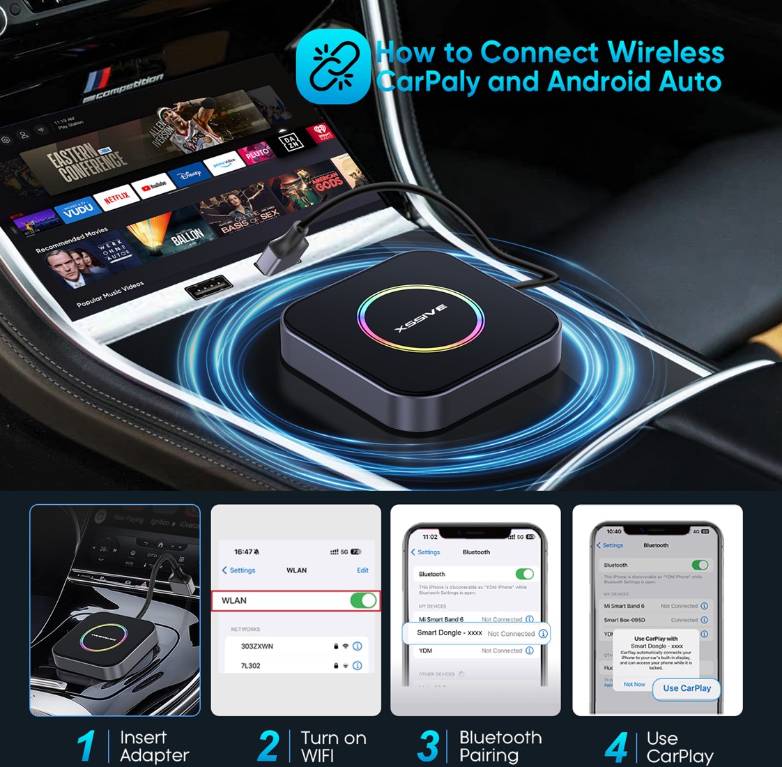 Wireless Ai BOX Adapter - Apple Carplay & Android Auto