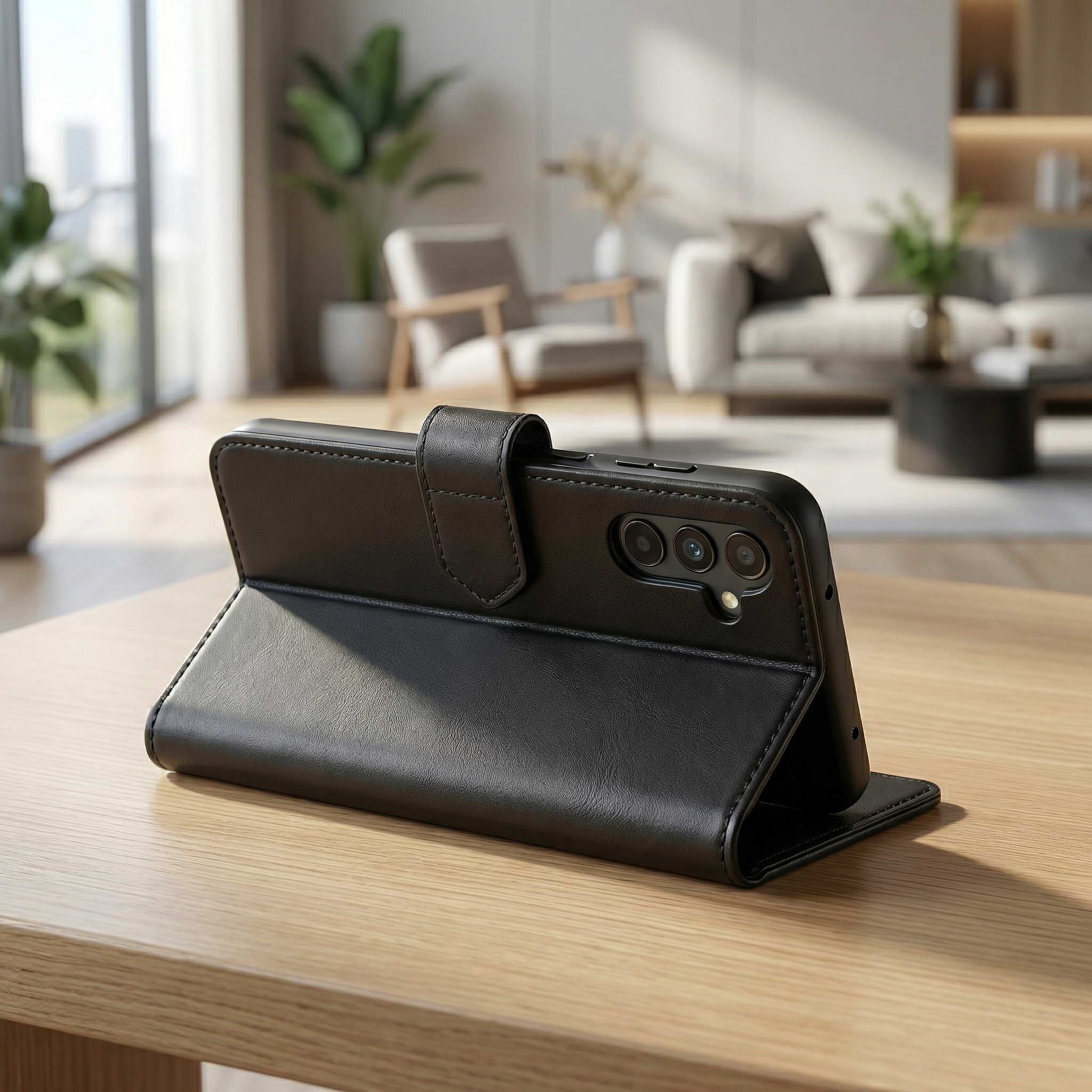 Samsung A12 Book Case Cover - Black