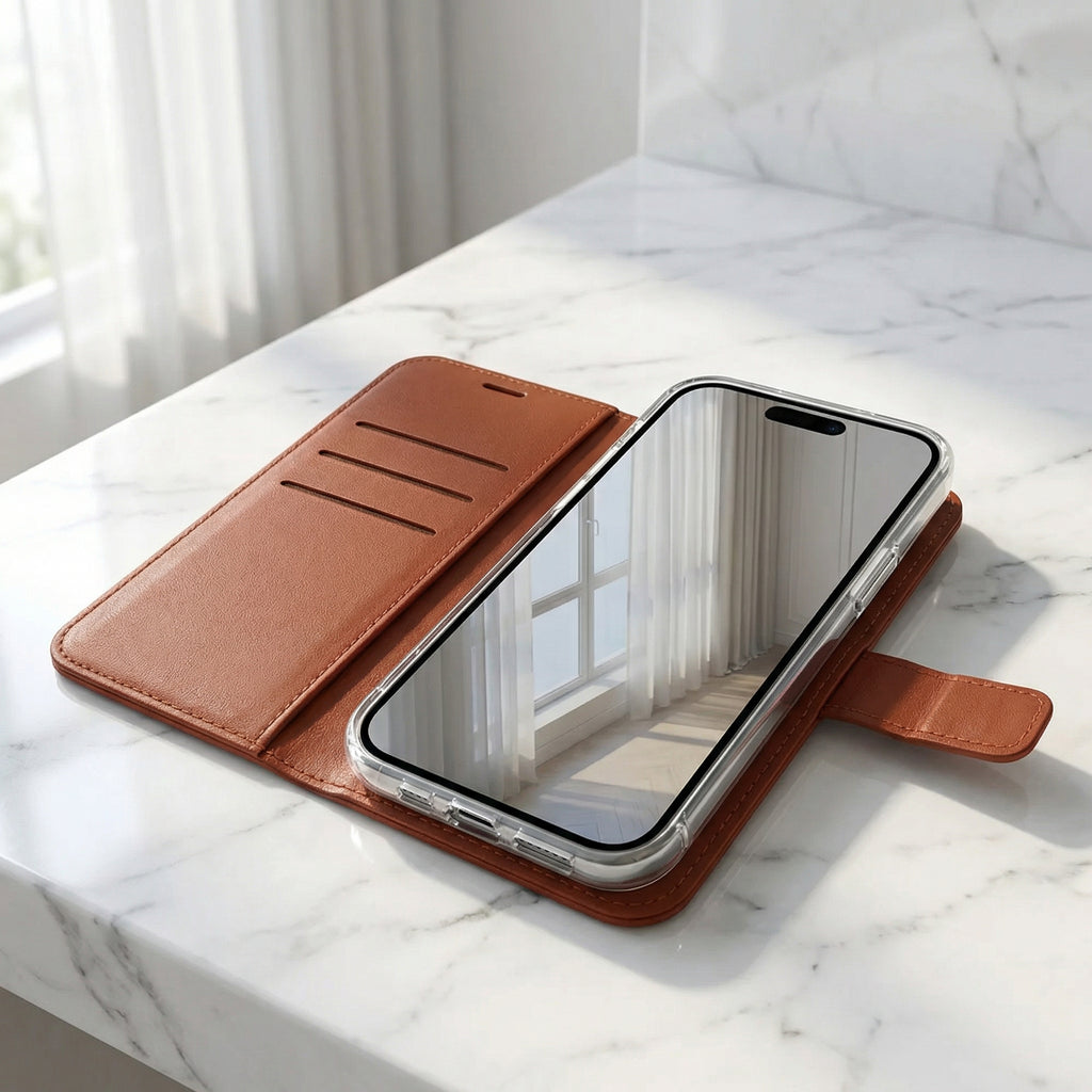 iPhone 17 Pro Max Book Case Cover - Brown