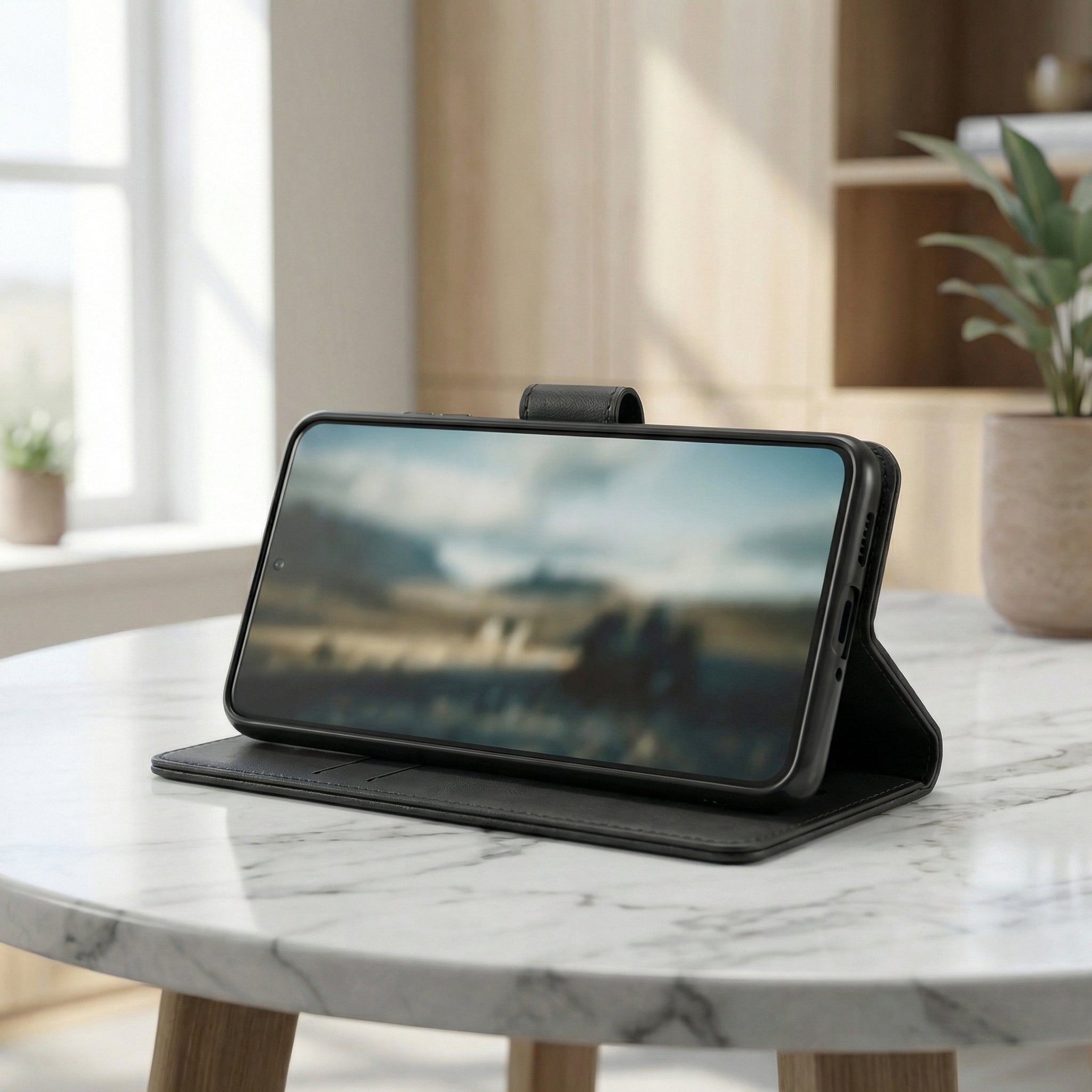 Samsung S21 FE Book Case Cover - Black