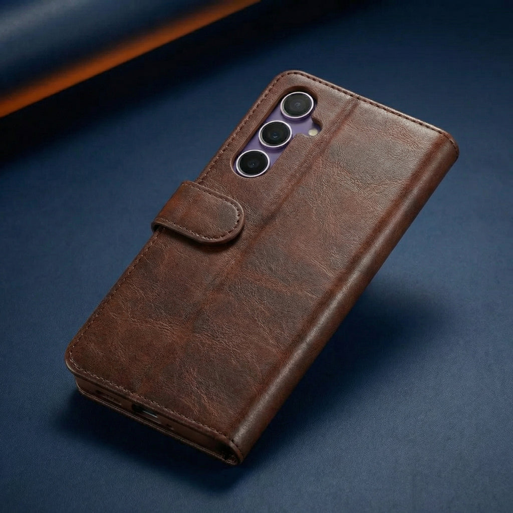 Samsung S23 FE Book Case Cover - Brown