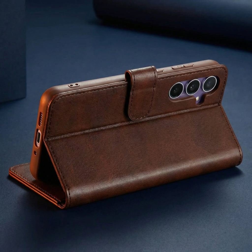 Samsung S25+ Book Case Cover - Brown