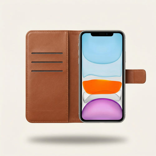 iPhone 11 Book Case Cover - Brown