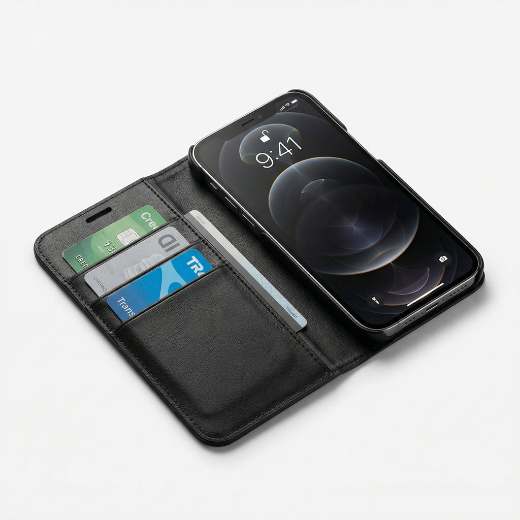 iPhone 12 Pro Max Book Case Cover - Black