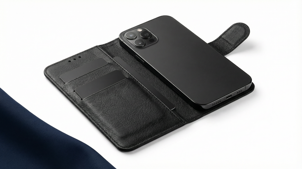 iPhone 12 Pro Max Book Case Cover - Black