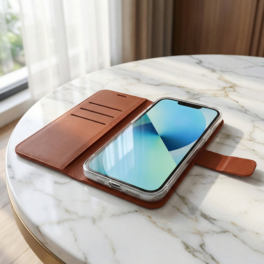 iPhone 13 Pro Book Case Cover - Brown