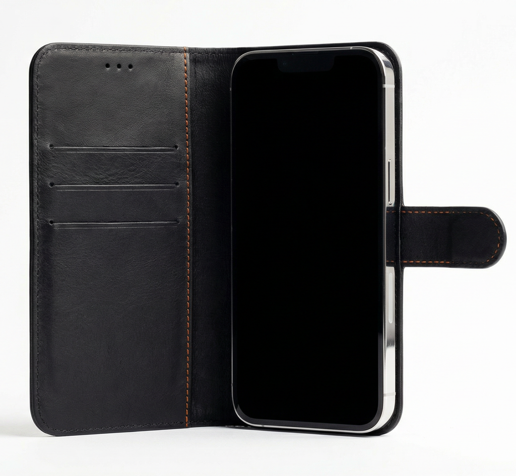 iPhone 13 Pro Max Book Case Cover - Black