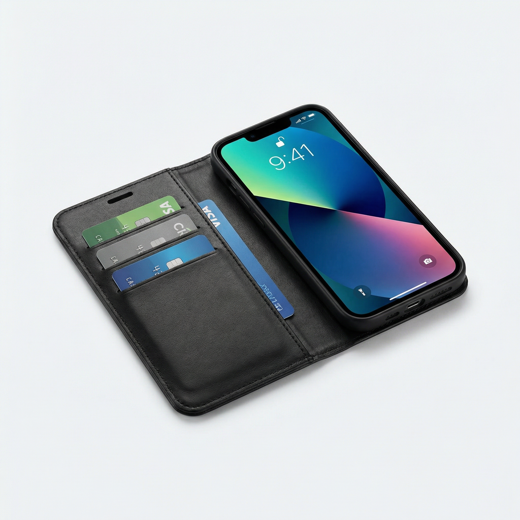 iPhone 13 Pro Max Book Case Cover - Black