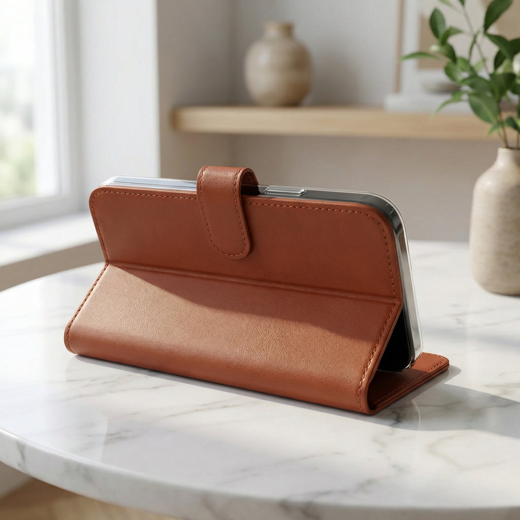 iPhone 14 Pro Max Book Case Cover - Brown