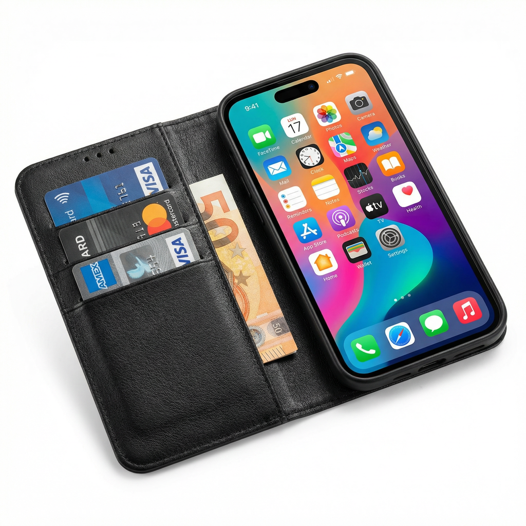 iPhone 14 Plus Book Case Cover - Black