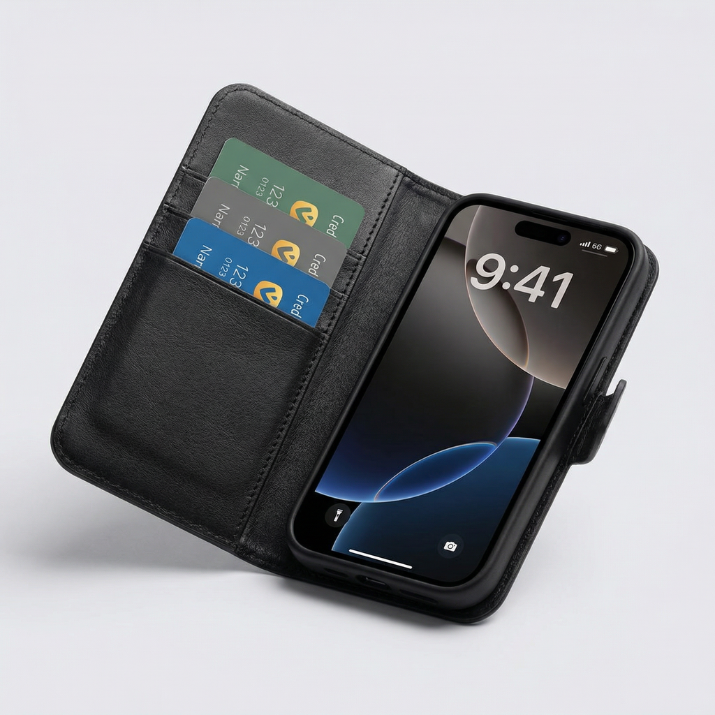 iPhone 15 Plus Book Case Cover - Black
