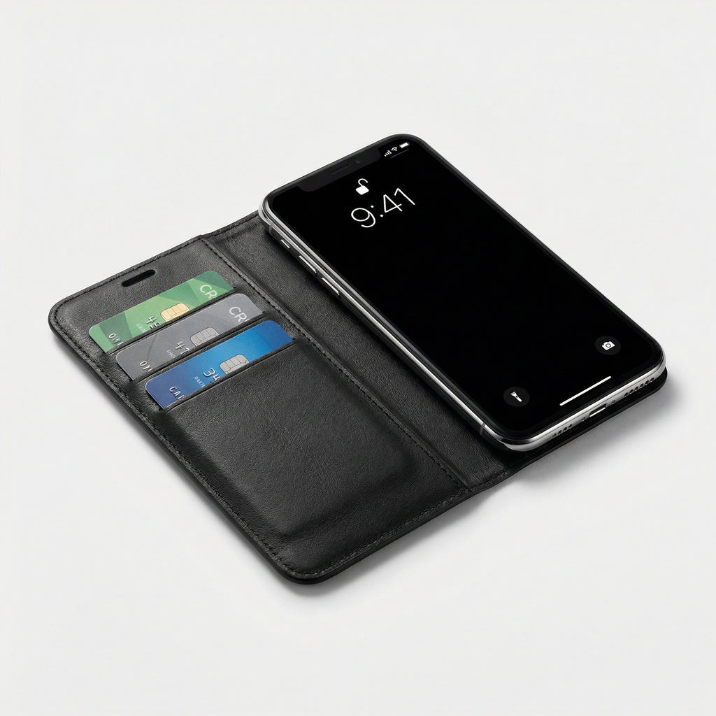 iPhone X/XS/XR Pro Max Book Case Cover - Schwarz