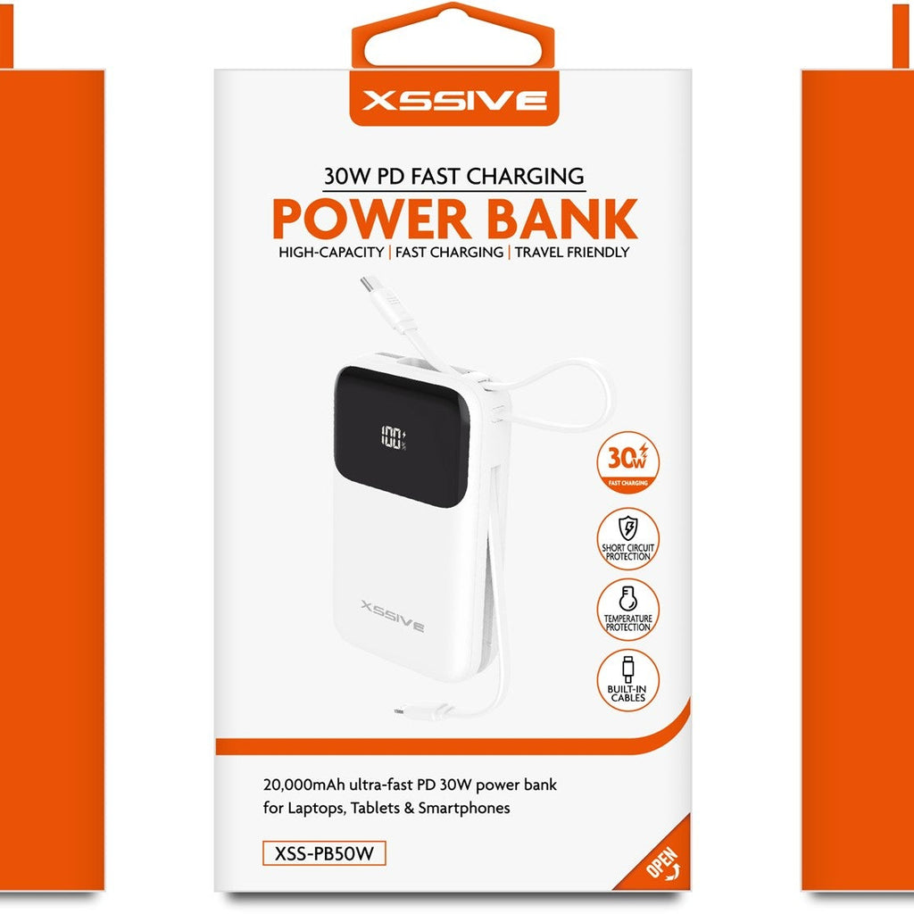 30W Powerbank Fast Charge incl. Cable - White