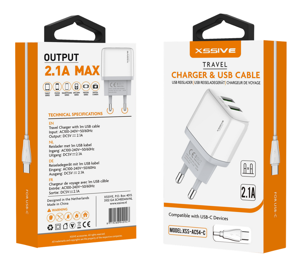 Duo USB Charger with Cable USB-C