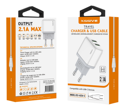 Duo USB Charger with Cable USB-C