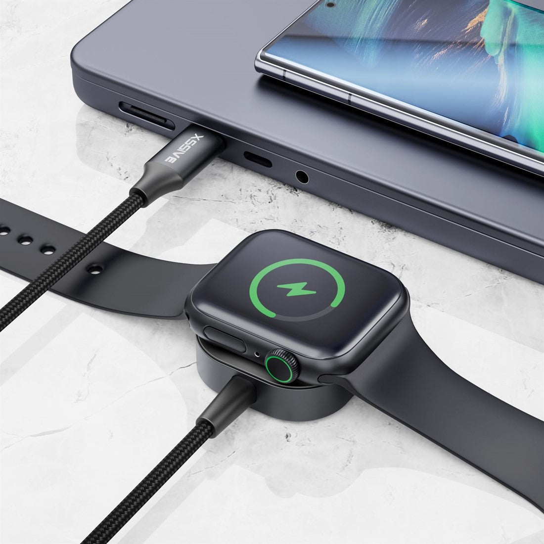 Wireless Charger for Apple iWatch and Samsung Watch - Black