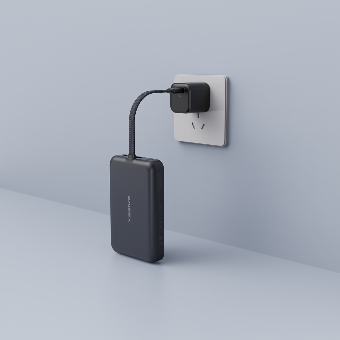 Magnetic Wireless Powerbank with Cable - Black
