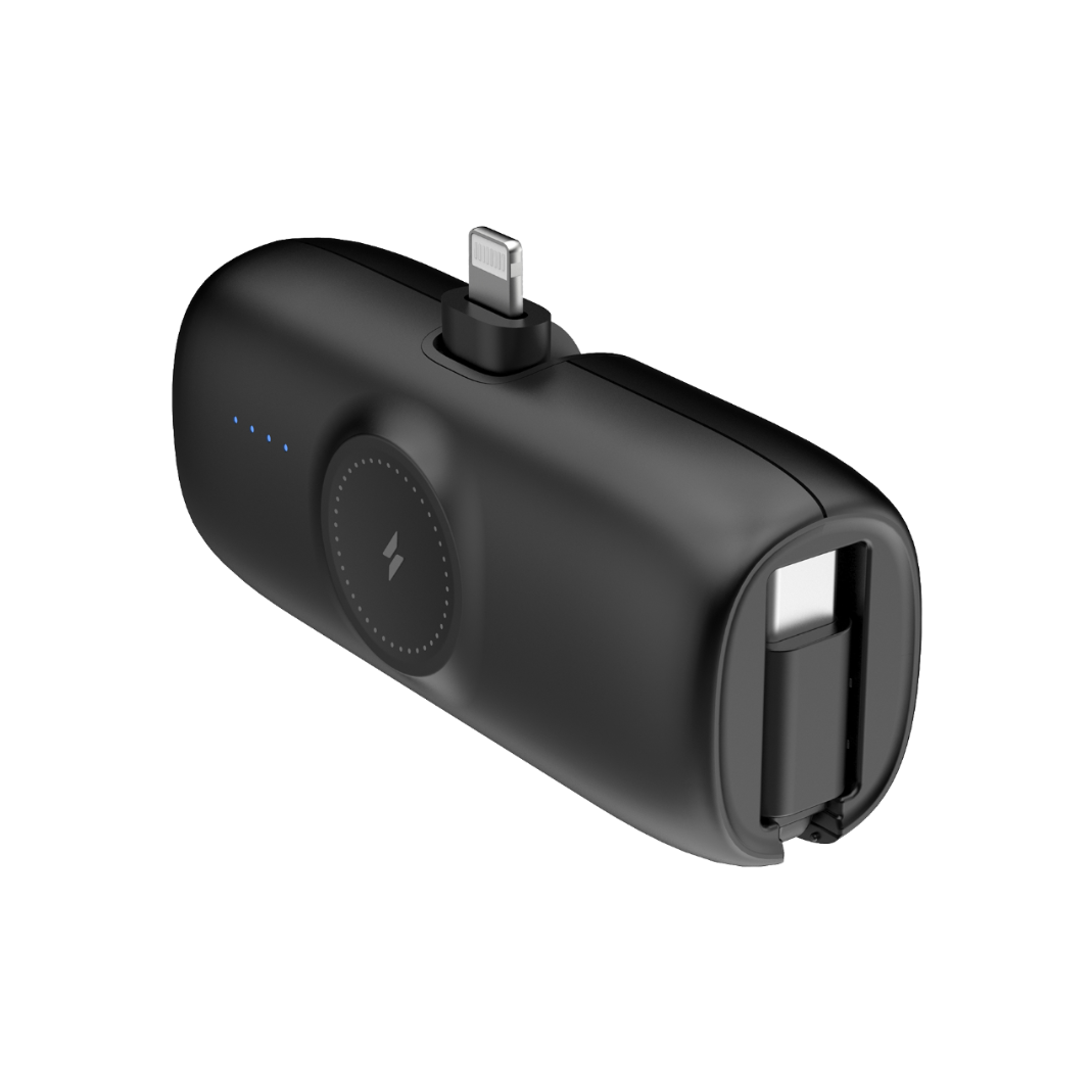 Premium Mini Powerbank For iWatch & iPhone With USB-C Cable 5000mAh - Black