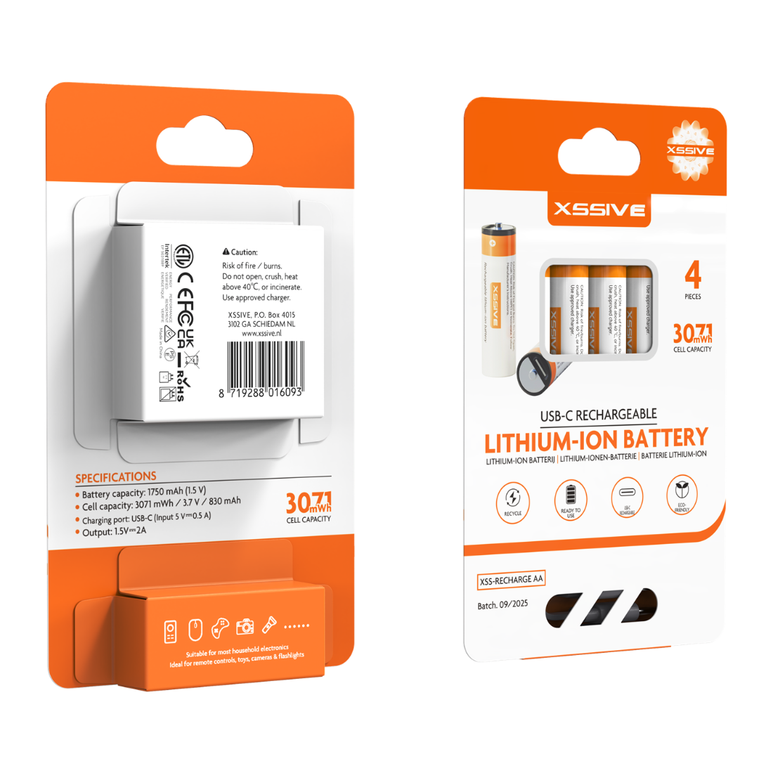 USB-C Chargeable Penlite AA Batterij 4st.