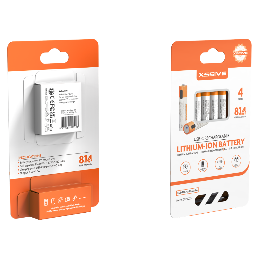 USB-C Chargeable Penlite AAA Batterij 4st.